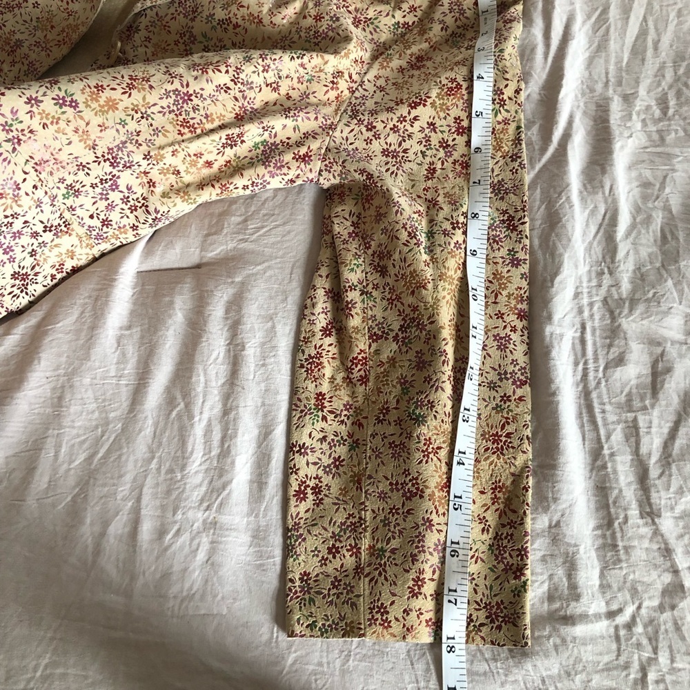 NWT Vintage Tan Suede Leather Boxy Jacket Ditzy Floral Print 7/8 - Picture 15 of 16